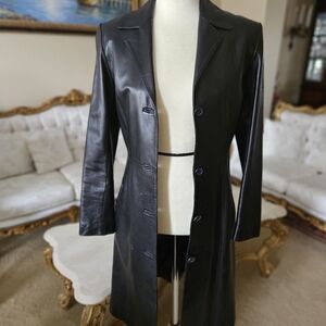 Vintage Pellacci 100% Italian Leather Long Jacket